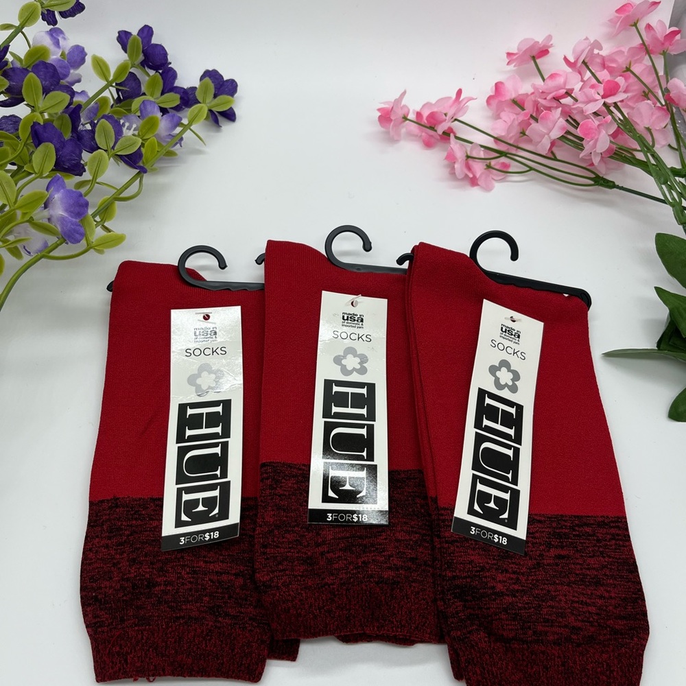 HUE Womens Bodysocks Deep Red 3 Pack Onesize